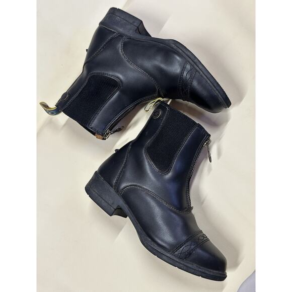 Moretta Clio Paddock Boots Kids Size 2 Leather Equestrian Riding Black Boots